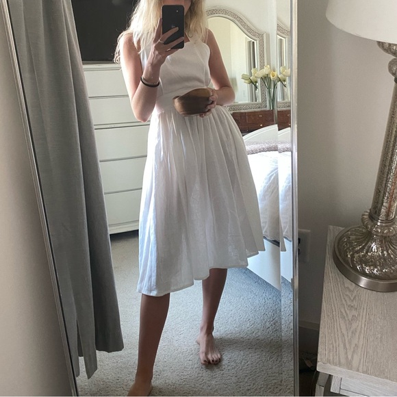 NWOT Isona Linen White Pinafore Midi Dress - Picture 7 of 9